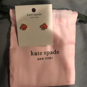 Coral pink spade earrings